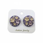 Purple Enamel Floral Studs