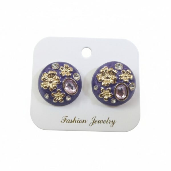 Purple Enamel Floral Studs