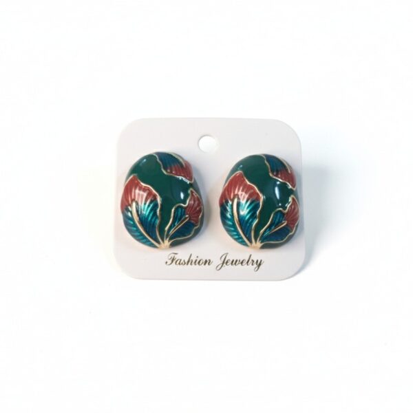 Enamel Leaf Studs