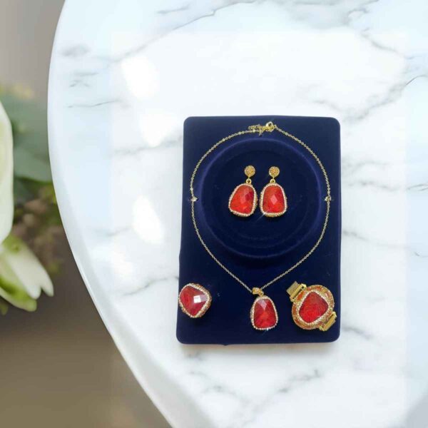 Natural Red Stone Necklace Set