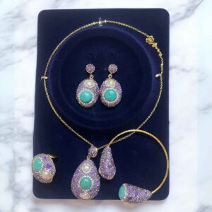 Blue-Purple Gemstone Necklace Set