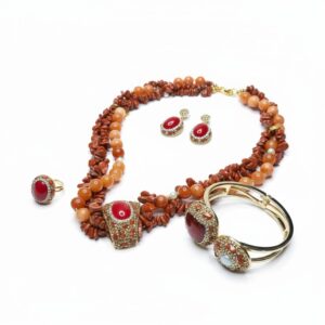 Red  Antique Beaded Jewellery Set
