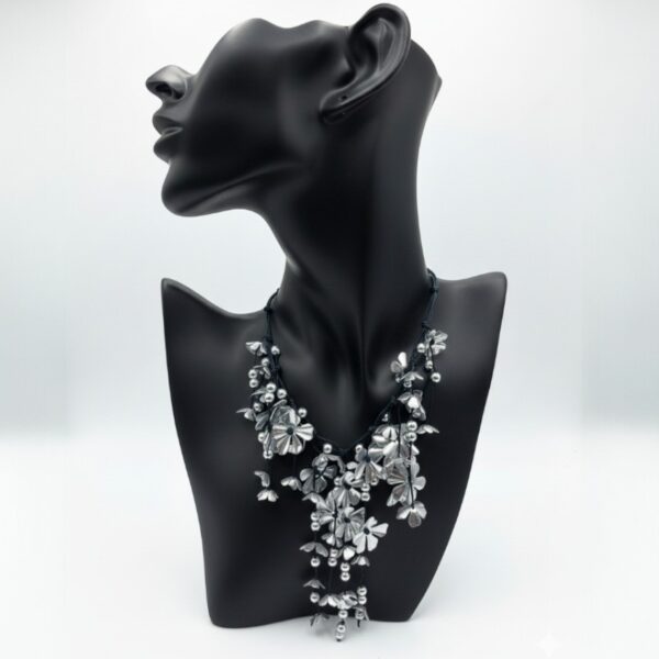 Handmade Metallic Floral Cascade Necklace