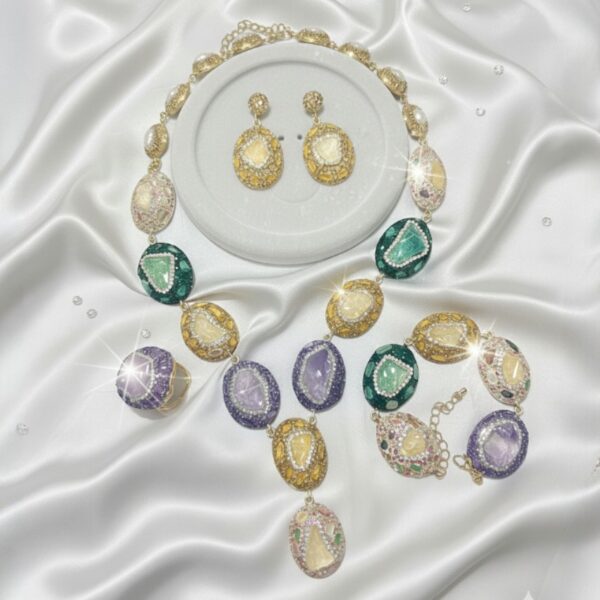 Multicolor  Natural Stone Jewel Set