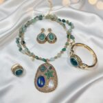 Royal Green & Gold Beads Jewelry Set