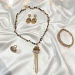 Elegant Tiger Eye & Gold Bead Jewelry Set