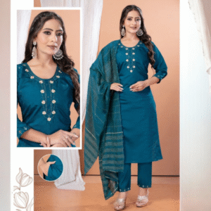 Teal Green Embroidered Kurta Set with Dupatta