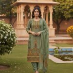 Elegant Printed Green Ethnic Kurti With Dupatta Set
