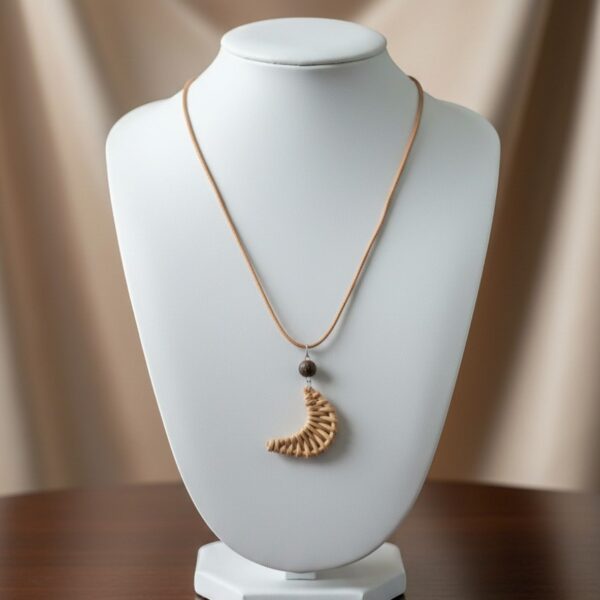 Handmade Woven Crescent Pendant Necklace