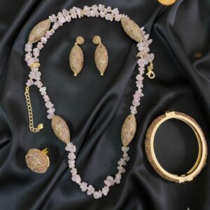 Rose Quartz Crystal  Jewellery Set