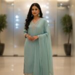 Elegant Blue  Straight Kurti Set with Dupatta