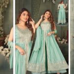 Sky Blue Designer Anarkali Long Gown