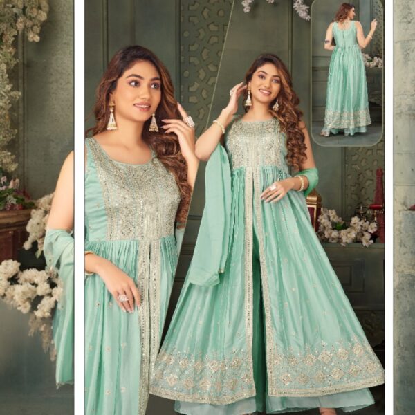 Sky Blue Designer Anarkali Long Gown