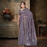 Elegant Grey Soft Silk Printed Saree