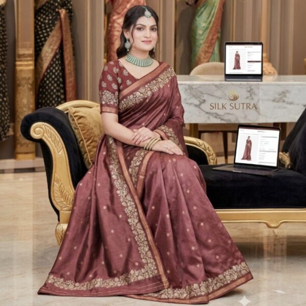 Elegant Coffee Brown Silk Zari Saree