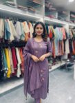 Purple Embroidery Silk-Blend Kurti Set with Dupatta