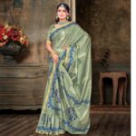 Elegant Green Silk Blend Saree