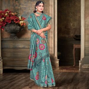 Elegant Teal Blue Soft Art Silk Saree