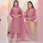 Elegant Pink Embroidery Straight Kurti Set with Dupatta