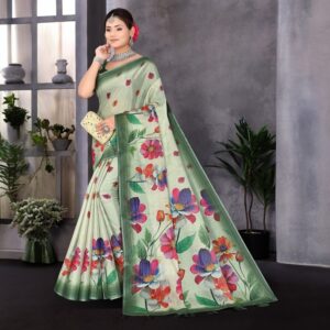 MintBloom Tissue Silk Floral Saree