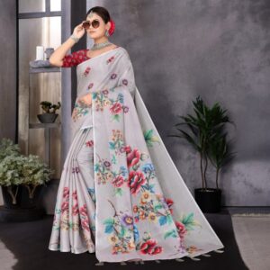 Pearl Glow Tissue Silk Floral Saree