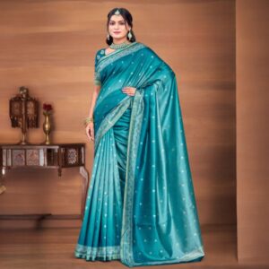 Teal Blue Soft Art Silk Saree