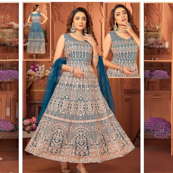 Elegant Embroidery Flared Anarkali Gown