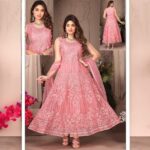 Pink  Embroidery Long Gown