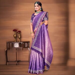 Royal Purple Silk Blend Banarasi Saree