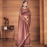 Elegant Coffee Brown Silk Blend Zari Woven Saree