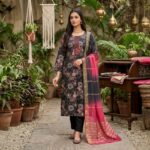 Black Floral Printed Kurta Set