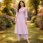 Lavender Grace Embroidered One-Piece Kurta
