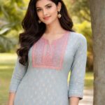 Powder Blue Geometric Kurta