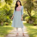 Powder Blue Geometric Kurta