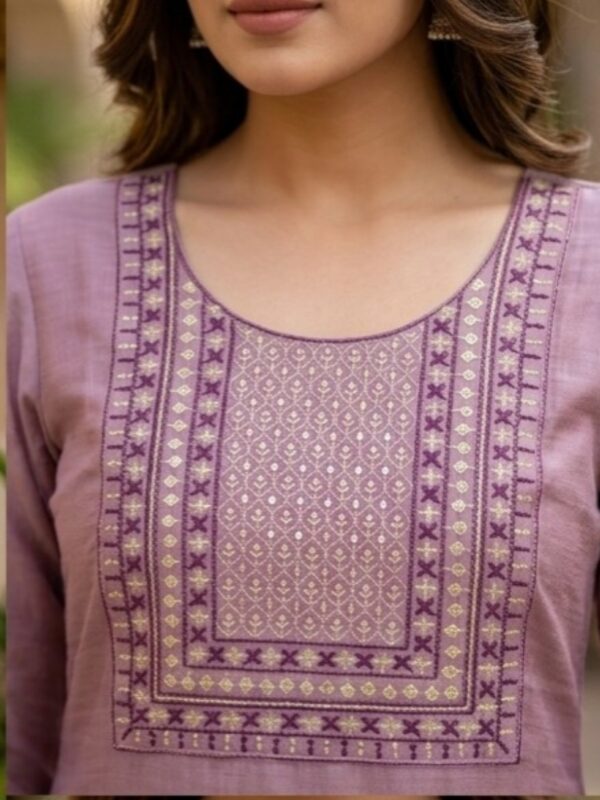 Lavender Mist Floral Silk  Kurta Set