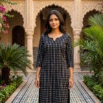 Classic Black Striped Straight Kurta