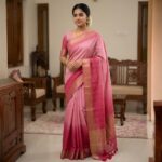 Dual-Tone Magenta & Rose Pink Fancy Saree with Temple Zari Border