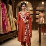 Rust Red Floral Embroidery Kurta Set with Designer Dupatta