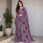 Handloom-Style Cotton Saree with Zari Checks and Embroidered Buttas