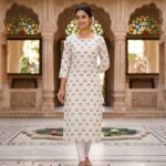 Ivory Minimal Printed Straight Kurta