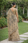 Classic Geometric Woven Motif Linen Cotton Saree