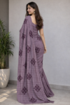 Handloom-Style Cotton Saree with Zari Checks and Embroidered Buttas