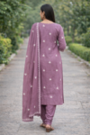 Lavender Embroidered Cotton Kurta Set with Dupatta