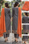 Elegant Charcoal Grey Embroidery Kurta Set