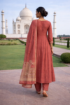 Rust Rose Mul Cotton Anarkali Suit Set