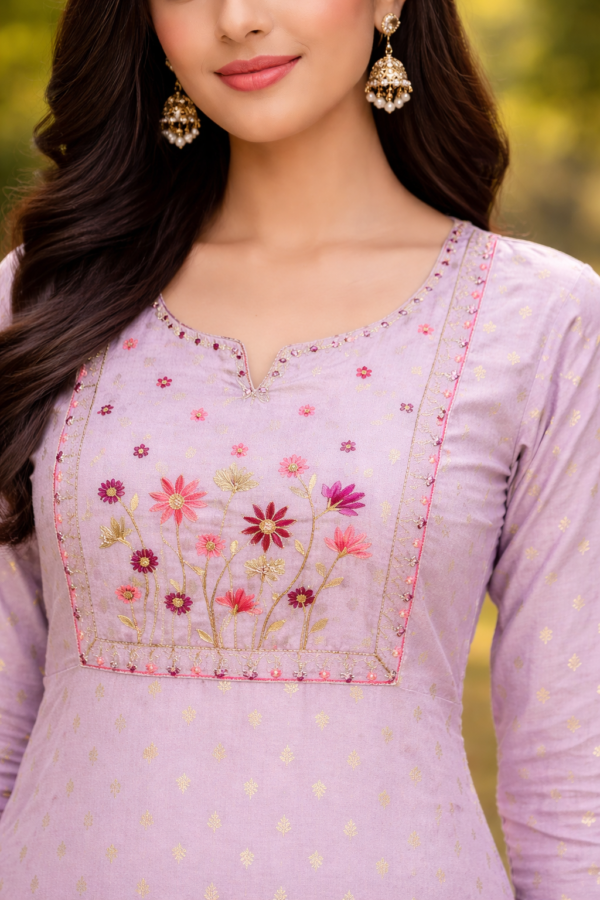 Lavender Grace Embroidered One-Piece Kurta