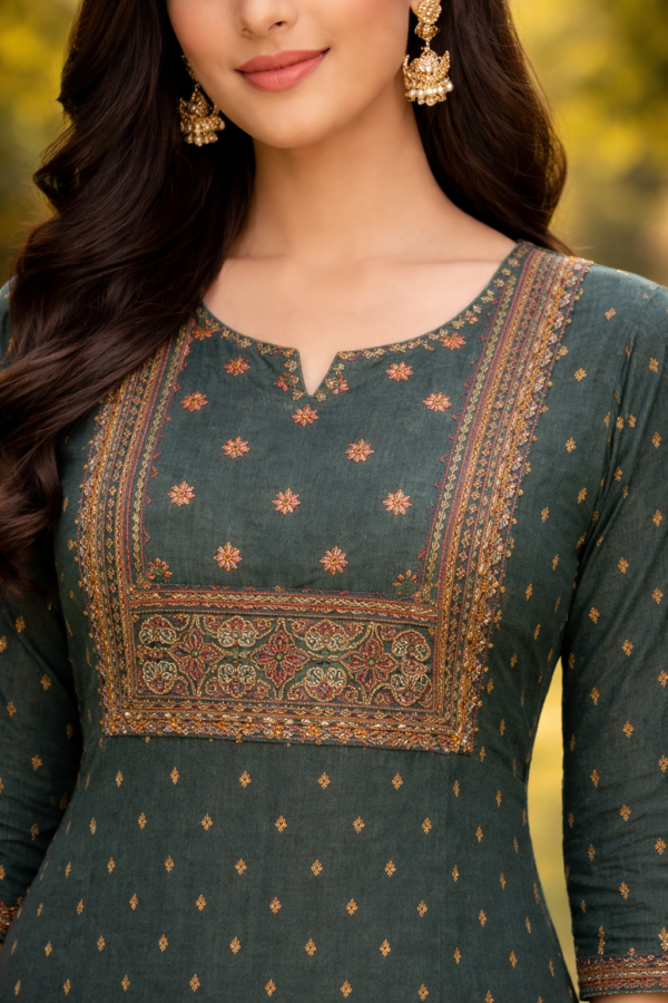 Forest Elegance Embroidery One-Piece Kurta