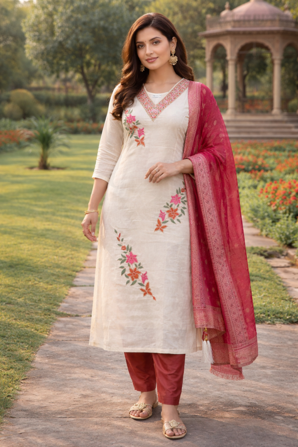 Maroon Mist Embroidery Kurta Set
