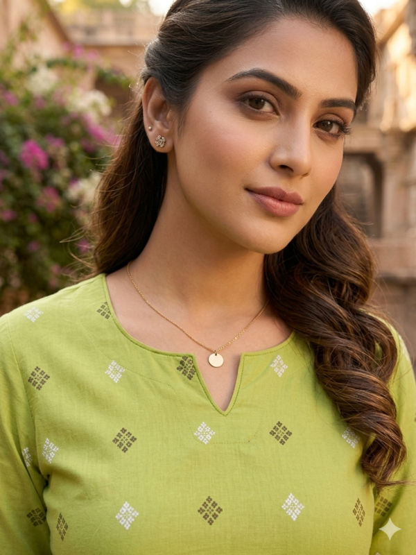 Olive Green Minimal Printed Straight Kurta