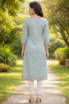 Powder Blue Geometric Kurta